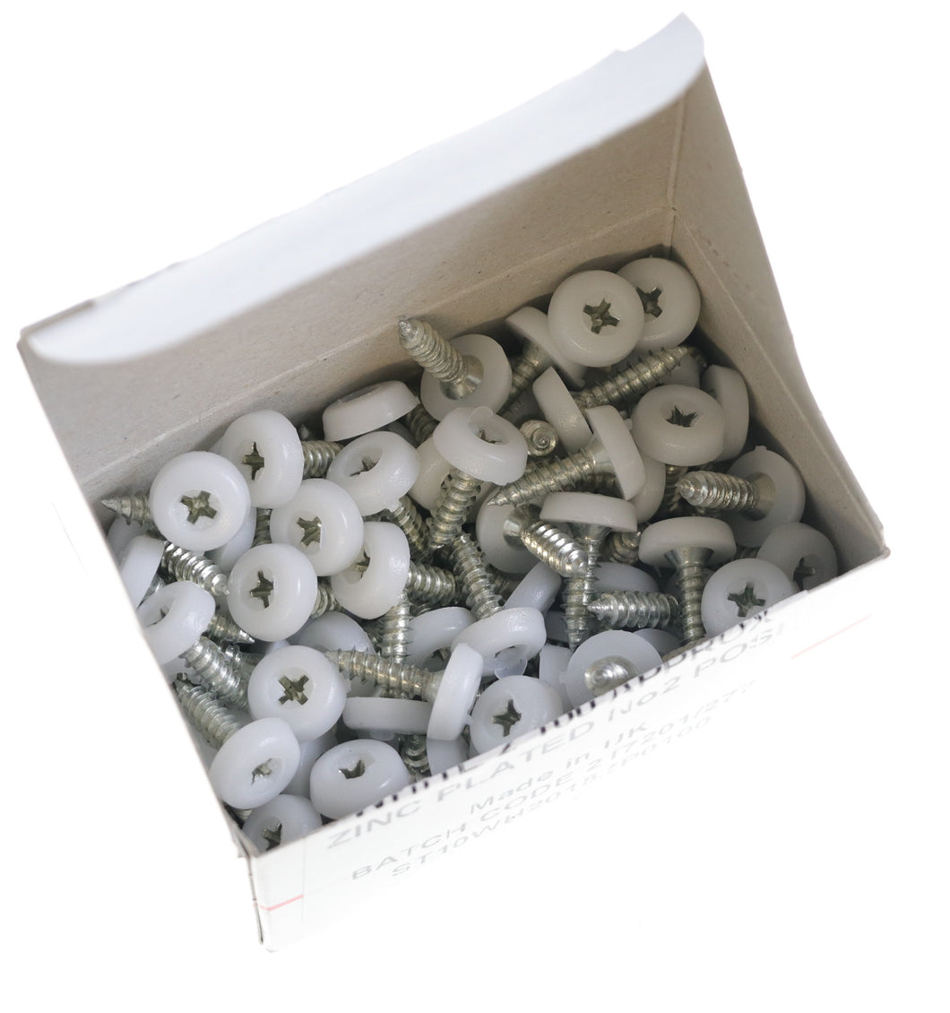 SCREWS WITH POLLY TOPS WHITE X100